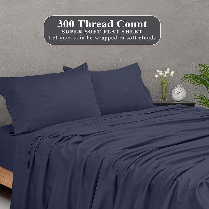 Royale Linens 300 Thread Count 100% Long Staple Combed Cotton Flat Sheet - Image 5