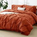 CozyLux Queen Comforter Set Burnt Orange, 7 Pieces Pintuck Bed in A Bag Premium by CozyLux