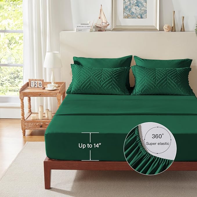 Zzlpp King Comforter Set 7 pieces, Emerald Green Tufted Bed in a Bag - Image 7