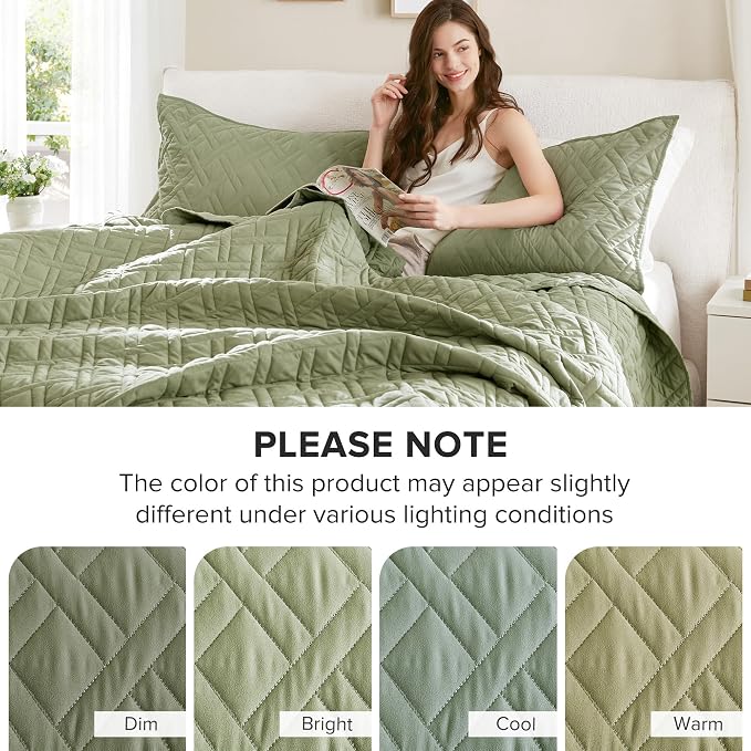 Comfort Spaces Queen Quilt Set Modern Reversible Diamond Coverlet Queen Bedding - Image 8