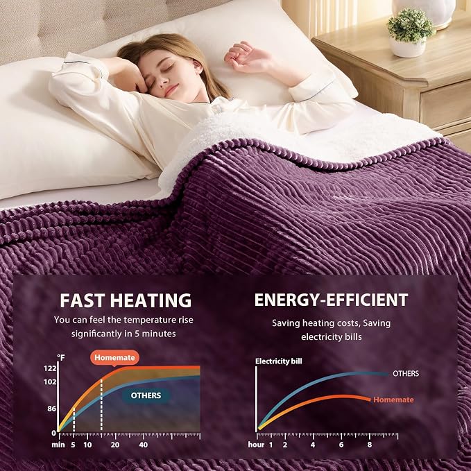 Homemate Electric Heated Blanket Queen Size - Image 4