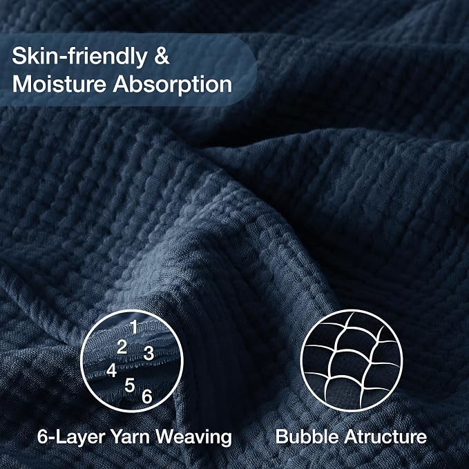 100% Cotton Muslin Blankets Twin XL 66" x 90", 6 Layers Breathable and - Image 5