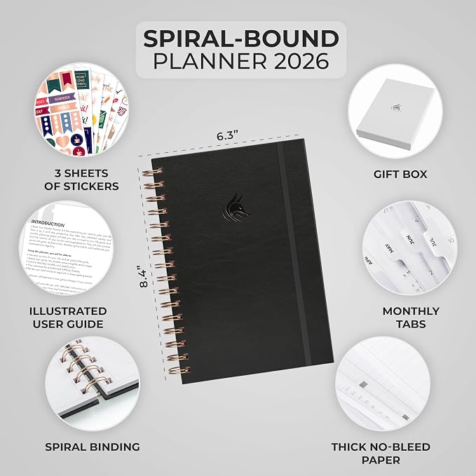 Clever Fox Dated Planner with Tabs 2026 – Weekly & Monthly Spiral Planner with - Image 2