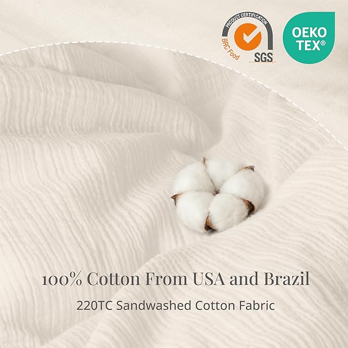 Ivory White Duvet Cover Queen Size, 100% Sandwashed Cotton Soft Queen Duvet - Image 3