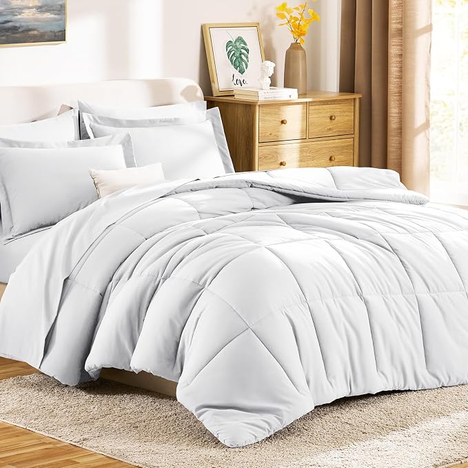 CozyLux King Size Comforter Set White - Image 9