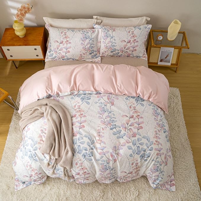 OAITE Duvet Cover Set Twin Size Floral Pattern Ultra Soft 100% Cotton Duvet - Image 4