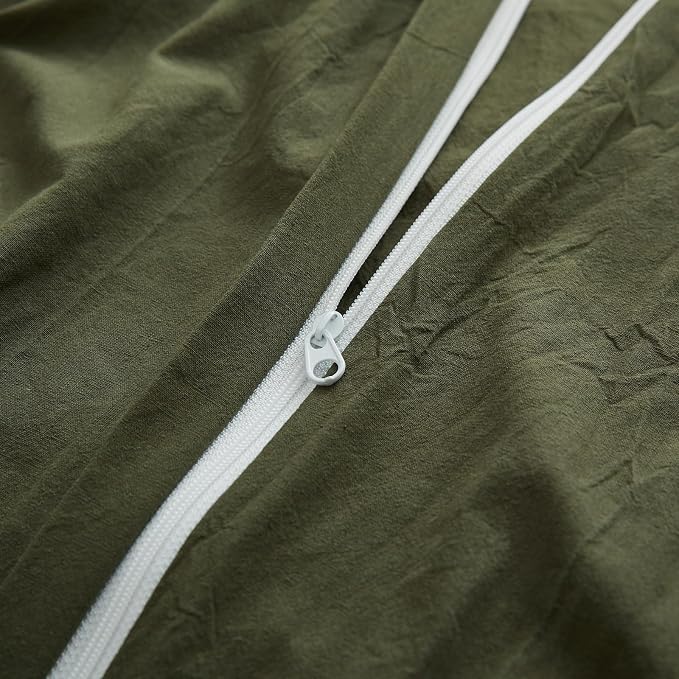 LOVQUE Olive Green Cotton Duvet Cover Twin Size, Linen Like Natural Bedding Set - Image 4