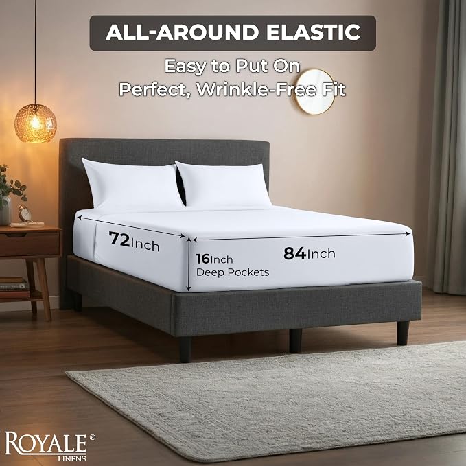 Royale Linens 100% Organic Cotton 2 Pack Fitted Sheet-Percale Weave-Super Soft - Image 3