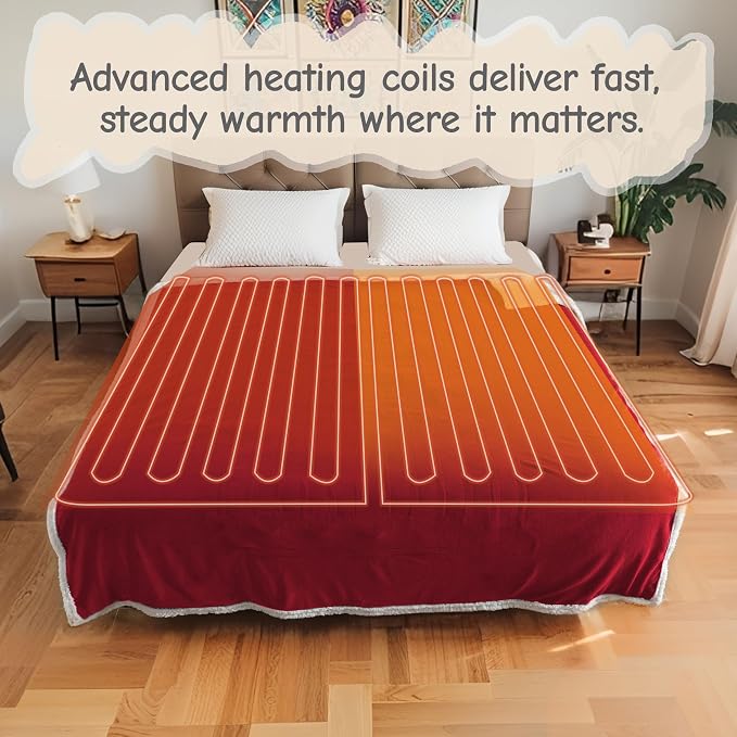Electric Heated Blanket Full Size 72"x84", Soft Flannel - Image 4