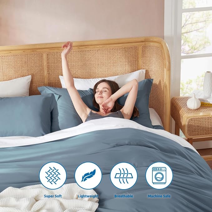 Nestl Stone Blue Duvet Cover King Size - Image 6
