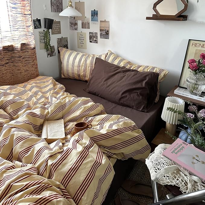 mixinni Retro Striped Duvet Cover Set Full - Image 2