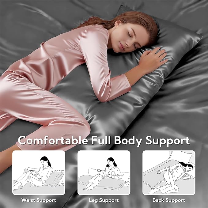 MR&HM Satin Body Pillow Cover, Soft and Breathable Body Pillow Case - Image 5