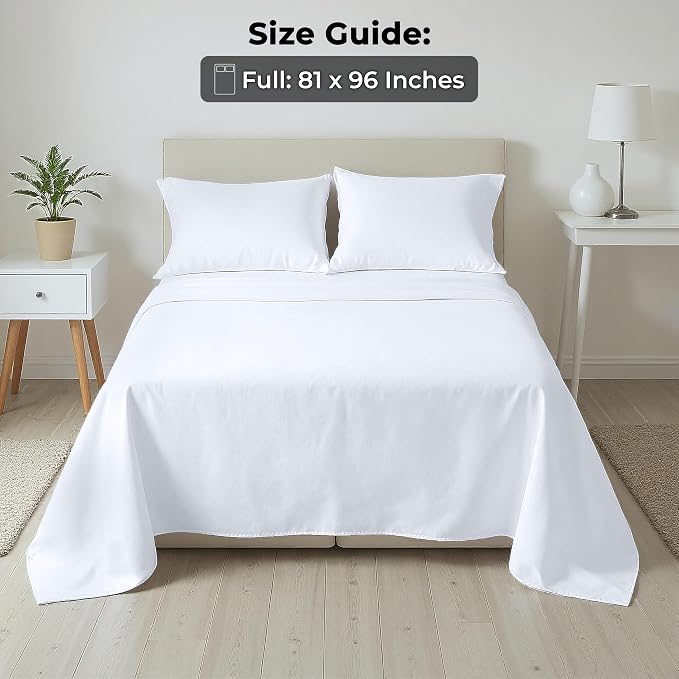 Royale Linens 100% Organic Cotton Full 2 Pack Flat Sheet Only - Image 3