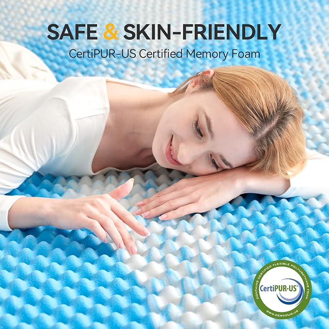 SINWEEK 2 Inch Egg Crate Memory Foam Mattress Topper King Size, Soft Mattress - Image 4