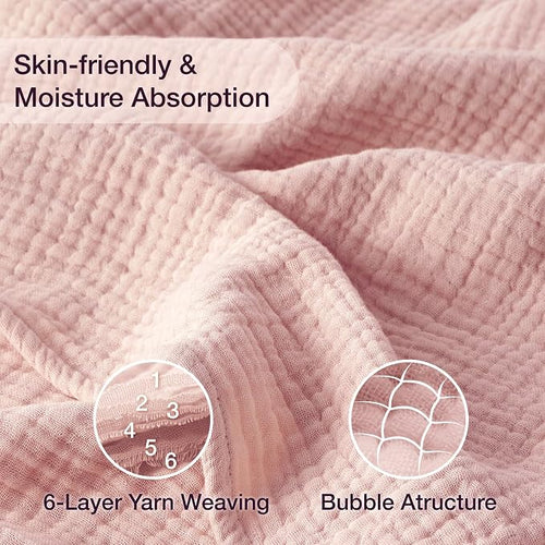 100% Cotton Muslin Blanket 50"x 60", 6 Layers Breathable and Lightweight Cotton - Image 2