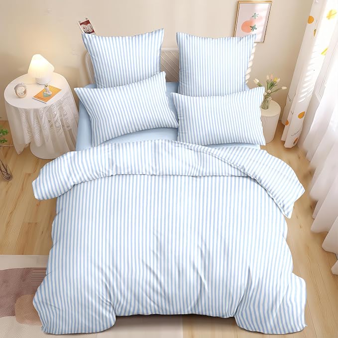 Nayoroom Blue Striped Duvet Cover Full Size White Stripe Duvet Cover Dorm by Nayoroom