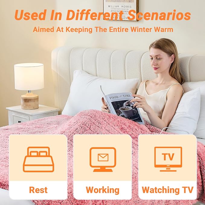 Heated Blanket Heated Throw, Electric Blanket 50"x60" Heating Blanket - Image 5