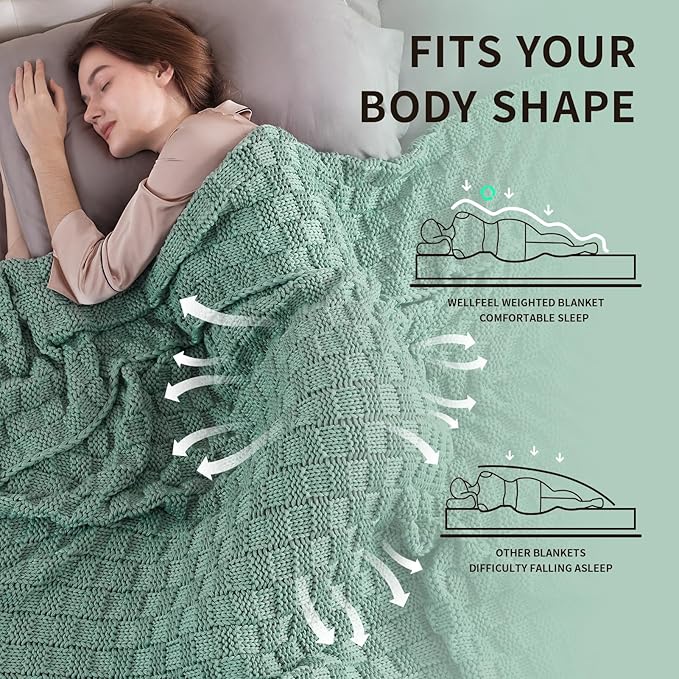 Knitted Weighted Blanket for Adult, No Beads Heavy Blanket 60” x 80'' 10lbs - Image 3