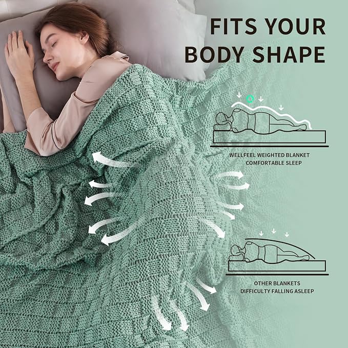 Knitted Weighted Blanket for Adult, No Beads Heavy Blanket 50” x 60'' 10lbs - Image 3