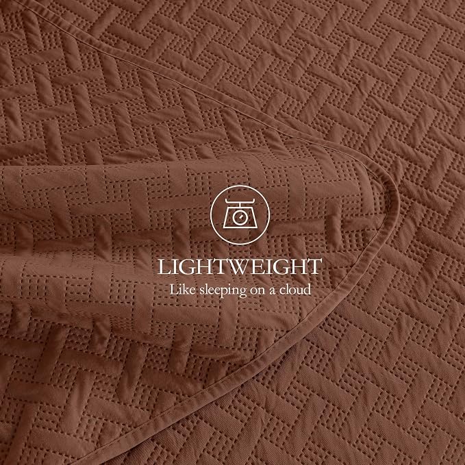 FLYMME King/Cal King Size Quilt Bedding Set, Modern Geometric Weave Stripe - Image 6