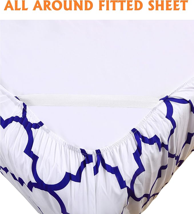 Elegant Comfort Luxury Soft Bed Sheets Quatrefoil Pattern - Image 5