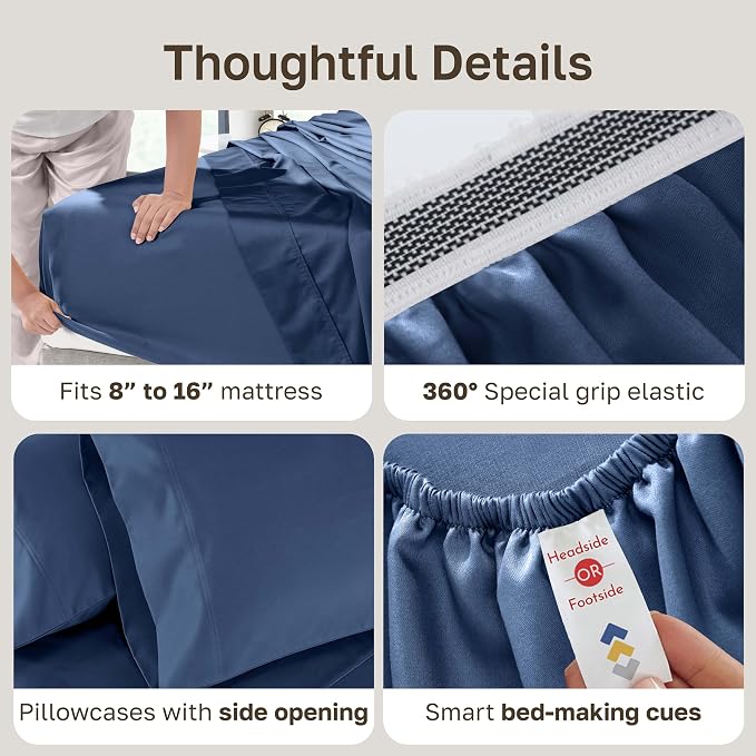 California Design Den King Size Sheets Set Cotton - Image 5