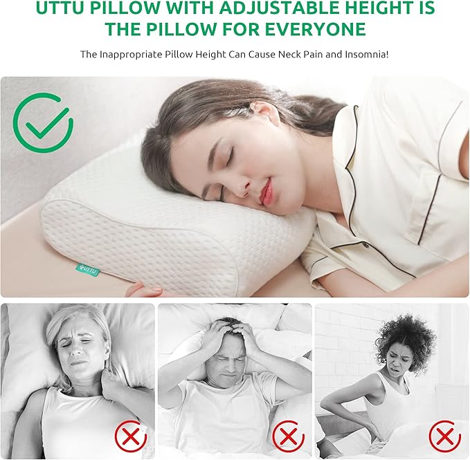 UTTU Cervical Pillow for Neck Pain Relief, Memory Foam Neck Pillow for Sleeping - Image 2