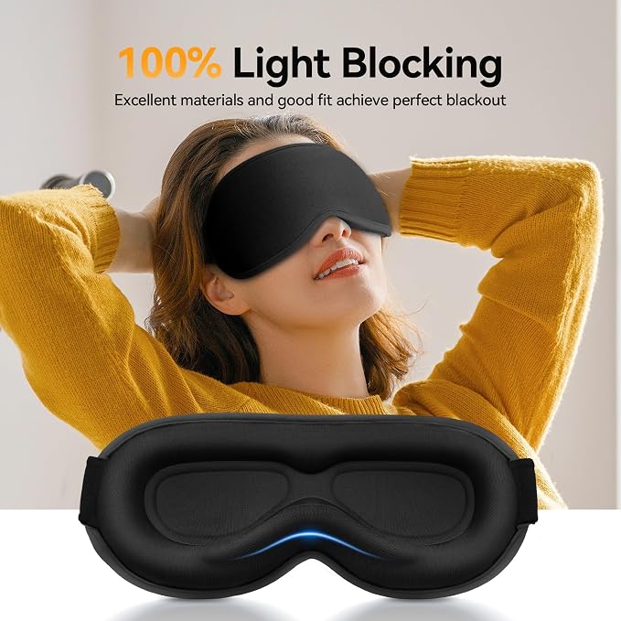 Blackout Sleep Mask for Men & Women: Weighted 3D Contoured Night Eye Cover - Image 3