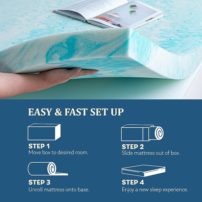 EGO Topper 2 Inch Full Memory Foam Mattress Topper, Cooling Gel Foam Mattress - Image 5