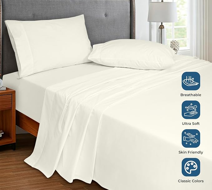 Royale Linens 100% Organic Cotton Full Flat Sheet Only - Image 4
