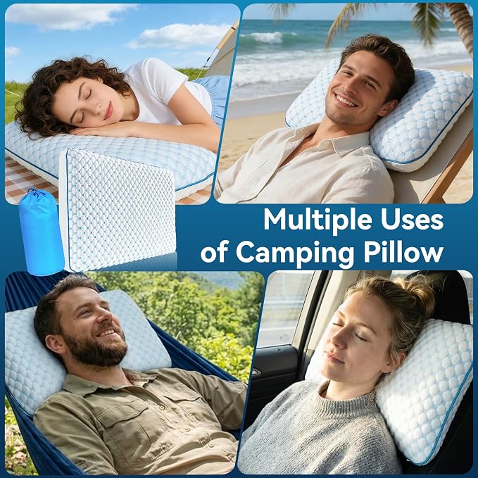 Camping Pillow with Memory Foam-Compressible Medium Firm, Ultralight Cooling - Image 9