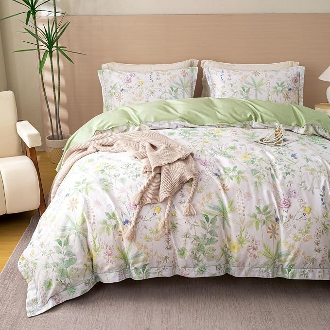 OAITE Duvet Cover Set King Size Floral Pattern Ultra Soft 100% Cotton Duvet - Image 2