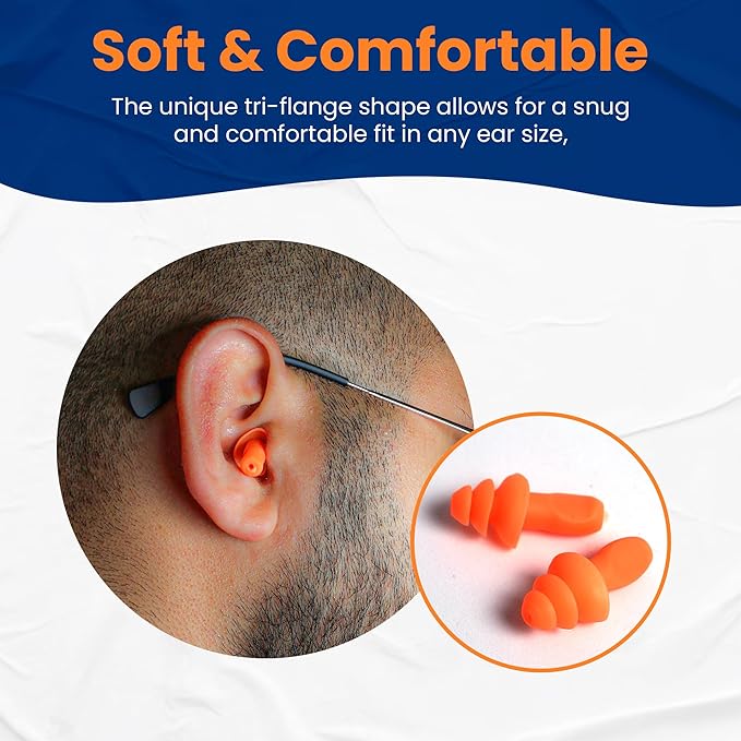 100 Pairs of Orange Reusable Ear Plugs - Image 2