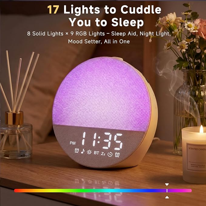 Geuuap Sunrise Alarm Clock White Noise Machine | Natural Wake-Up Light - Image 6