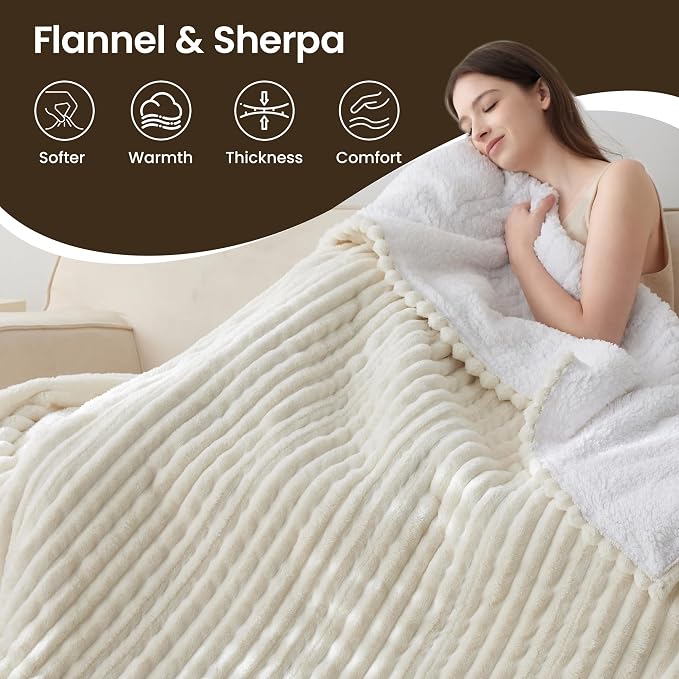 Heated Blanket Electric Blanket 62"x84", Soft Flannel Sherpa Electric Throw - Image 7