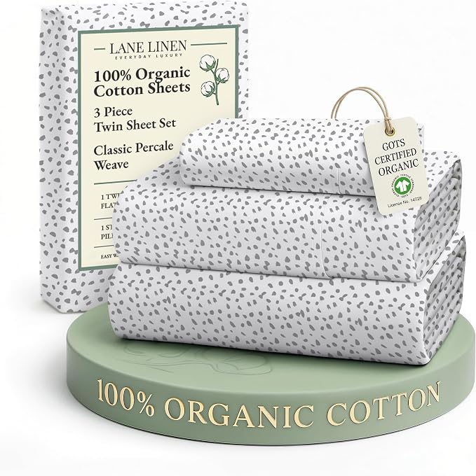 LANE LINEN 100% Organic Cotton Twin Bed Sheets, Mercerized Cotton Fully by LaneLinen
