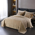 ROOMLIFE Quilt Set King Size 3D Floral Embroidery Pattern 3-Piece Cotton by ROOMLIFE