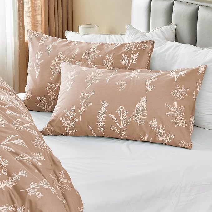 MUXHOMO Duvet Cover King Size, Reversible Floral Rosy Gold Duvet Cover Set - Image 3
