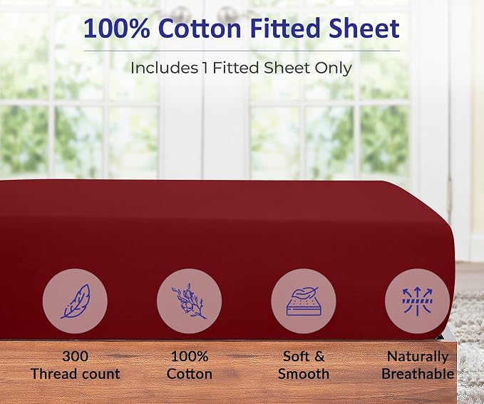ROYALE LINENS 300 Thread Count 100% Long Staple Combed Cotton Fitted Sheet Twin - Image 3