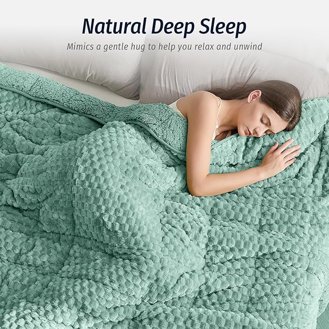 Wemore Fleece Weighted Blanket for Adults, Dual Sided Cozy Soft Sherpa Heavy - Image 4