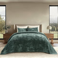 EVERGRACE Velvet Quilt Set King Size, Luxurious Soft Striped Channel Bedding Set by EverGrace