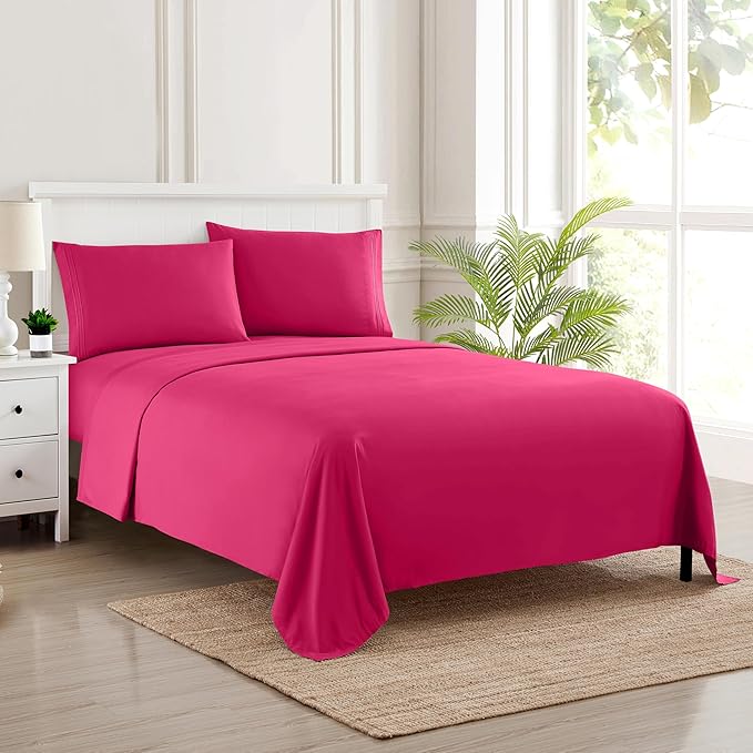 Twin Size Sheet Set with Built-in Sheet Straps by SweetHomeCollection