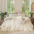 MooMee Bedding Duvet Cover Set 100% Washed Cotton Linen Like Textured by MOOMEE