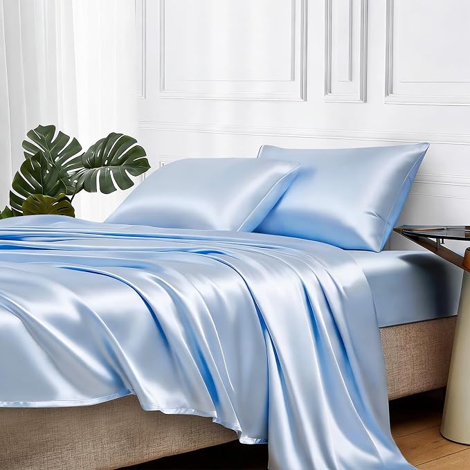 MR&HM Satin Bed Sheets, Twin Size Sheets Set by MRHM