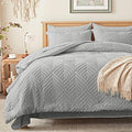 Zzlpp Full Comforter Set 7 Pieces, Light Grey Tufted Bed in a Bag by ZZLPP