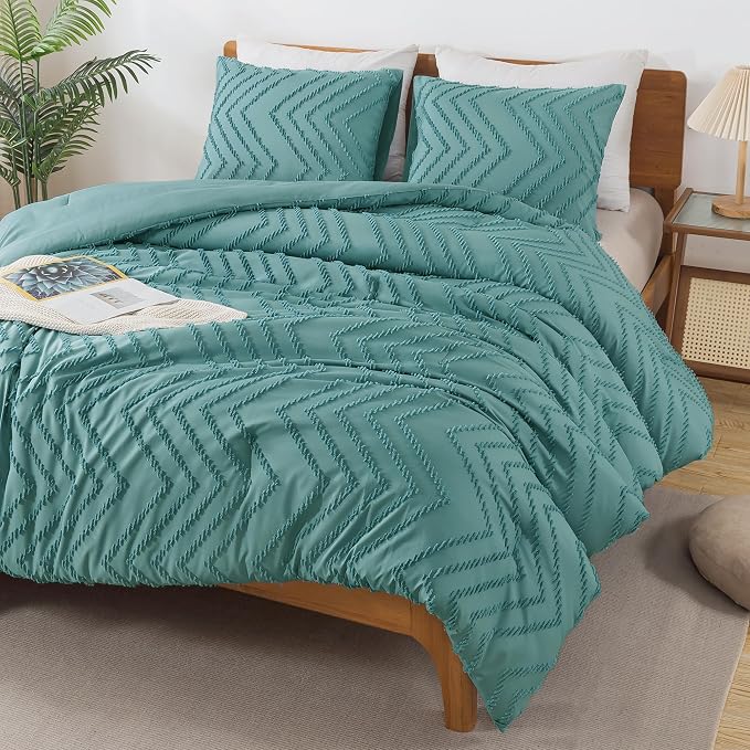 Andency Grayish Teal Comforter Set Full Size, Boho Soft Warm Bedding Comforter - Image 7