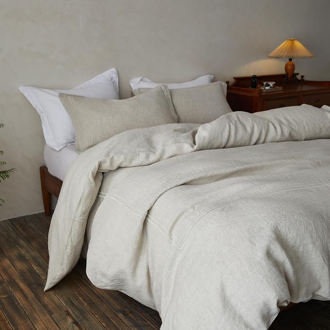 Simple&Opulence 100% Washed Linen Duvet Cover Set 104"x92" - Image 2