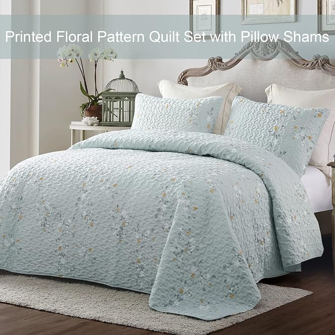 Exclusivo Mezcla Reversible Boho Quilts Queen Size, Aqua Bedspreads Lightweight - Image 2