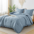 Andency Grayish Blue Comforter Set Queen Size, 3 Pieces Boho Tassel Lightweight by Andency