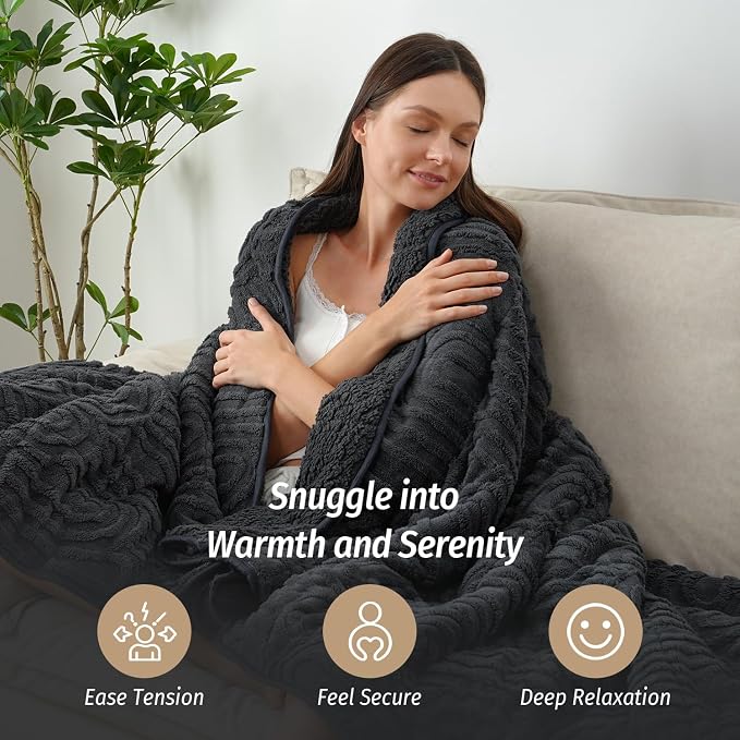 Wemore Jacquard Fleece Weighted Blanket Queen Size 60" x 80" 20lbs, Ultra Soft - Image 5